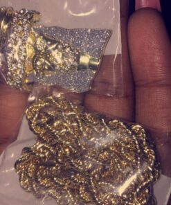 L &L Nation 14K Gold Plated Iced Out CZ Simulated Diamond Crown Jesus Piece Pendant with Rope Chain - Gold Tone Silver Stardust Jesus Necklace Hip Hop Jesus Chain for Men and Women 28 71E6tsioyGL