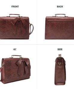 ECOSUSI Women's Briefcase Vegan Leather Laptop Bag for Work Shoulder Computer Satchel Bag with Detachable Bow 14 inch Coffee 33 71E7BDsmvfL