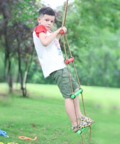 Rainbow Craft 6.6FT Climbing Rope Ladder Ninja Ladder for Kids - Kids Ninja Warrior Obstacle Course Accessories - Ninja Warrior Slackline Ladder, Playground Ninja Obstacles Swing Rope Ladder 17 71E7CPzVewL