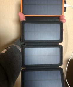 Hiluckey Solar Charger 25000mAh, Outdoor USB C Portable Power Bank with 4 Solar Panels, 3A Fast Charge External Battery Pack with 3 USB Outputs Compatible with Smartphones, Tablets, etc. Orange 47 71E7tYSMWaL