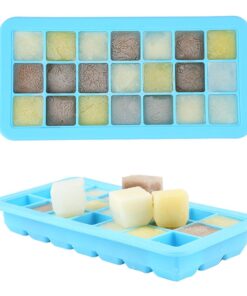 Mirenlife Ice Cube Trays Silicone with Lids, BPA Free Ice Cube Tray, Silicone Ice Trays for Chilled Drinks, Whiskey & Cocktail, 21 Cubes, Blue, Set of 2 11 71E8MJDN7L