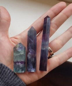 CrystalTears Fluorite Healing Crystal Wands Set Faceted Prism Gemstone Point Wand Carved Reiki Healing Stone with Box Gift for Christmas Fluorite-3pcs 26 71E965zSkJL