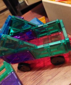 Playmags 150-Piece Magnetic Tiles Building Set – 3D Magnet Building Blocks, Creative Imagination, Inspirational, Educational STEM Toys for Kids with 1 Car Single 66 71EA717aOML