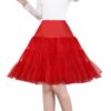 Shimaly® Women's 50s Vintage Petticoat 26" Crinoline Rockabilly Tutu Skirt Slip S-3XL Small-Medium Red