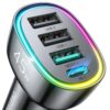 USB C Car Charger, 45W 4 Ports Super Fast Car Charger Adapter, PD 3.0 & QC 3.0 30W Type C Car Charger Compatible with iPhone13 Pro Max/Samsung Galaxy 22/Google Pixel, Cigarette Lighter USB Charger Black