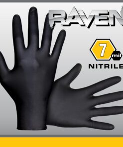SAS Raven Powder Free Nitrile Disposable Gloves | 7 Mil - Lg | Latex Free, Chemical + Puncture Resistant, Textured Grip, Single Use | for Automotive, Industrial, Janitorial, MRO, Food Service 23 71ECkJxVVcL