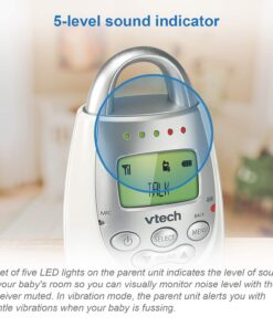 VTech DM221-2 Audio Baby Monitor with up to 1,000 ft of Range, Vibrating Sound-Alert, Talk Back Intercom, Night Light Loop & Two Parent Units, White 32 71EDeyINNLL 1
