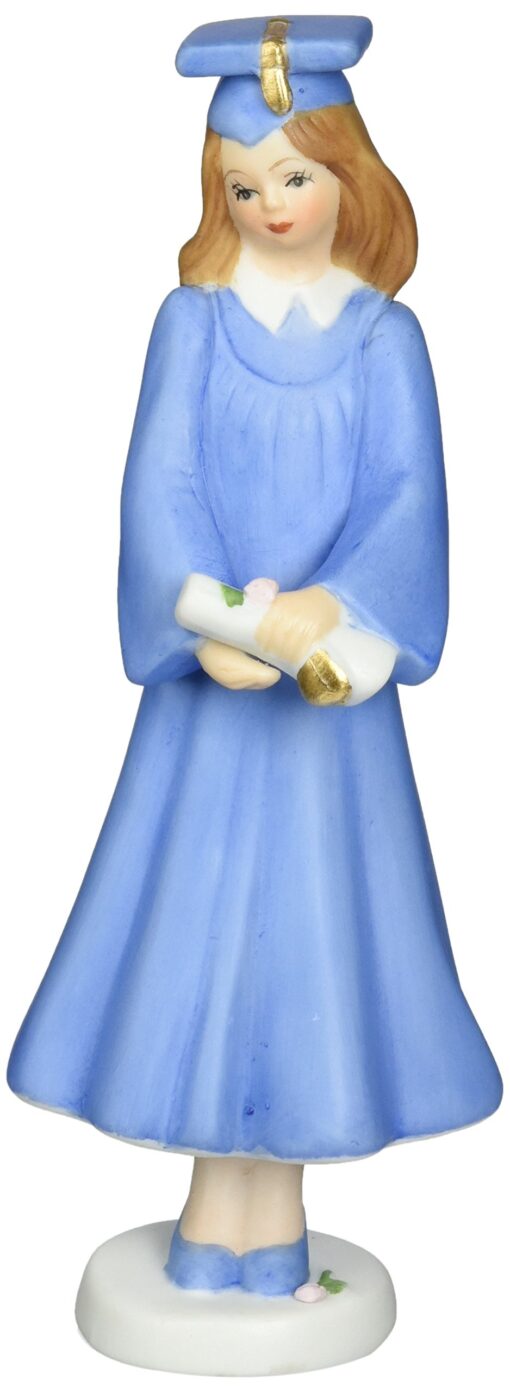 Enesco Growing Up Girls “Brunette Graduate” Porcelain Figurine, 7.5” Blue