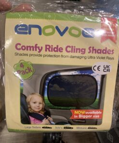 Enovoe Car Window Shades for Baby (21"x14") - 4 Pack - Sun Shade Blocker, Cling Window Cover - Glare Shield and UV Rays Protection for Your Child - Side Window Screens for SUV- Mesh Car Window Shade Black 38 71EGXez6LqL