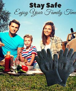 Grill Glove Set of 2 - Grill Gloves Heat Resistant Extreme BBQ Gloves Oven Gloves Rated to 932f - Ideal Grilling Gloves by Grill Master (Black) 11 71EIJraEi7L