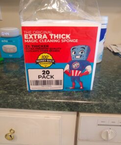 STK 20 Pack Extra Thick Magic Cleaning Pads - Eraser Sponge for All Surfaces - Kitchen-Bathroom-Furniture-Leather-Car-Steel - Just Add Water to Erase All Dirt - Melamine - Universal Cleaner 20 Count 42 71EJE9fSBCL