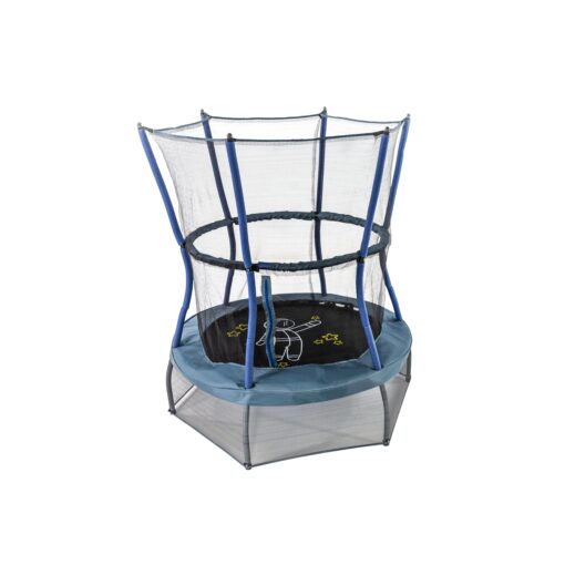 Skywalker Trampolines Mini Trampoline with Enclosure Net 48 - inch Dark Blue/Grey with Astronaut