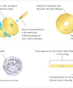 14k Gold Plated Baby Puppy Cubic Zirconia Screwback Baby Girls Screwback Earrings with Silver Post 10 71EJkkAO7DL