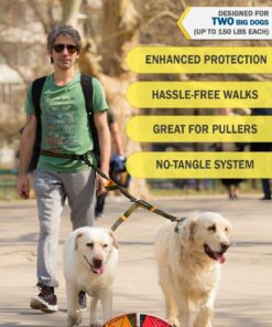 Exquisite Double Running Waist Leash for Large Dogs | Retractable Dog Leash 2 Dogs | Hands Free Leash for for Large Dogs | Two Dog Leash for Large Dogs | Leash for Big Dogs | HandsFree Dog Leash Khaki & Orange Two Large Dogs (35-150 lbs each) 23 71EJtPwhVLL 1
