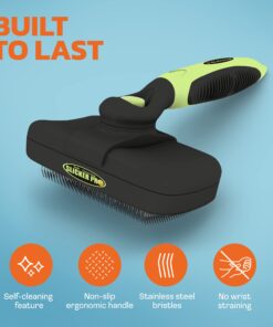 Alternative view of The Pet Portal Self Cleaning Dog Brush for Shedding Slicker Brush Cat Long Haired Pet Brush Grooming Deshedding Supplies - Small Pets Black