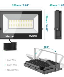 USTELLAR 2 Pack 80W LED Flood Light IP66 Waterproof Outdoor Super Bright Security Lights 800W Equiv, 5000K Daylight White Outside Floodlight Landscape Wall Lights 80.0 Watts 33 71EQGx92QsL