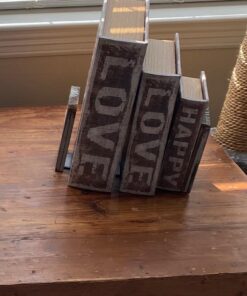 MyGift Torched Wood and Metal Bookends, Decorative Desktop Book Stand Holder Desk Organizer, 1 Pair 14 71EQn4YgEYL