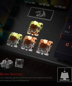 Redragon K556 RGB LED Backlit Wired Mechanical Gaming Keyboard, 104 Keys Hot-Swap Mechanical Keyboard w/Aluminum Base, Upgraded Socket and Noise Absorbing Foams, Soft Tactile Brown Switch K556 Wired 30 71ES6JjBEuL