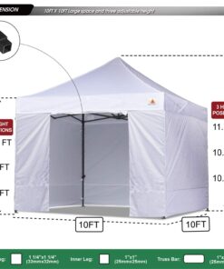 ABCCANOPY Heavy Duty Ez Pop up Canopy Tent with Sidewalls 10x10, White 31 71ESxZEEFTL