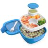 Bentgo® All-in-One Salad Container - Large Salad Bowl, Bento Box Tray, Leak-Proof Sauce Container, Airtight Lid, & Fork for Healthy Adult Lunches; BPA-Free & Dishwasher/Microwave Safe (Blue) Blue 48 71EVY4q8tZL