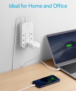 Anker Outlet Extender and USB Wall Charger, 6 Outlets and 2 USB Ports, 20W USB C Power Delivery High-Speed Charging iPhone 15/15 Plus/15 Pro/15 Pro Max, Multi-Plug for Dorm, Home, and Office, White 26 71EWXJkQxlL