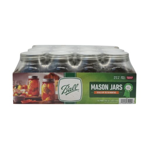 Ball Pint Jar, Regular Mouth, Set of 12, (16 oz)