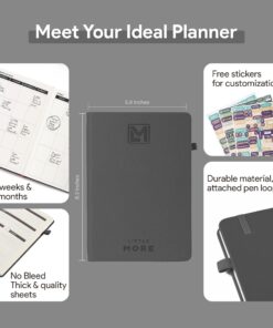 Little More Undated Planner Weekly and Monthly for Productivity - Goals Planner, Adhd Planner, To Do List Notebook - A5 (5.5”x8.5") Weekly Monthly Planner Undated with Stickers - Black A5 - Undated Weekly & Monthly 7 71EZJpZ9t6L