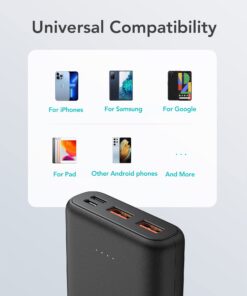Alternative view of Charmast Portable Charger, Small 10000 Quick Charge Battery Pack, USB C Power Bank Fast Charging Mini Portable Battery Charger for iPhone, Samsung, Pixel, LG, TCL, OnePlus, Motorola, More Phones C-Black-M