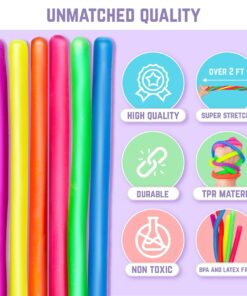 BUNMO Super Sensory Stretchy Strings 6pk | Calming & Textured Monkey Stretch Noodles | Sensory Toys for Autistic Children | Stress Relief & Anxiety Toys for Kids | Hours of Fun for Kids (Smooth) 6pk Smooth 24 71EbJCghHvL
