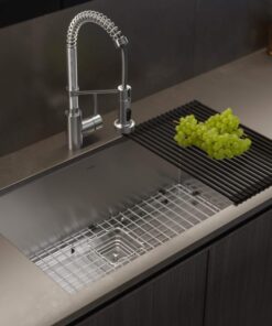 Alternative view of KRAUS Pax 31 1/2-inch 16 Gauge Undermount Single Bowl Stainless Steel Kitchen Sink, KHU32 31 1/2 Inch