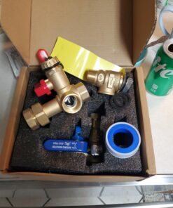 HYDRO MASTER Tankless Water Heater Service Valve Kit with Pressure Relief Valve 3/4-Inch IPS Isolator Clean Brass 28 71EcXHRPixL