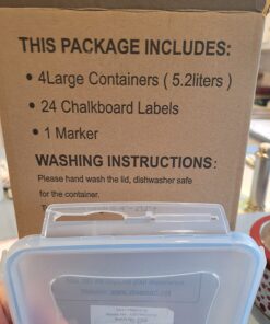 Vtopmart Large Food Storage Containers 5.2L / 176oz, 4 Pieces BPA Free Plastic Airtight Food Storage Canisters for Flour, Sugar, Baking Supplies, with 4 Measuring Cups and 24 Labels, Blue 5.2L--4.7quart 47 71Ecbti6MBL