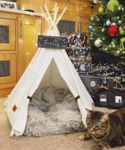 little dove Pet Teepee Dog & Puppy Cat Bed, Portable & Washable Pet Tents, House for Pets Beige Color 24 Inch no Cushion 25 71Ed4GlESmL