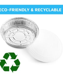 MontoPack 9” Round Aluminum Foil Pans with Clear Lids | Disposable Containers with Straight Walls for Storing, Baking, Meal Prep & Reheating | Freezer & Oven Safe, Recyclable | 40 Pack of Tins 24 71EeQszVC7L