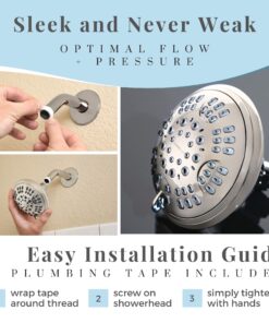 ShowerMaxx Luxury Spa Series Shower Head, 6 Spray Setting, 4.5 Inch Adjustable High Pressure Shower Head Fixture for Hard Water, 360-Degree Tilt Massage Shower System - Polished Chrome Shower Head 35 71EefewVTFL