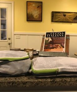 Compression Packing Cubes for Travel - Luggage and Backpack Organizer Packaging Cubes for Clothes (White and Green, 2 Piece Set) 2Piece White and Green 51 71EflTofnUL