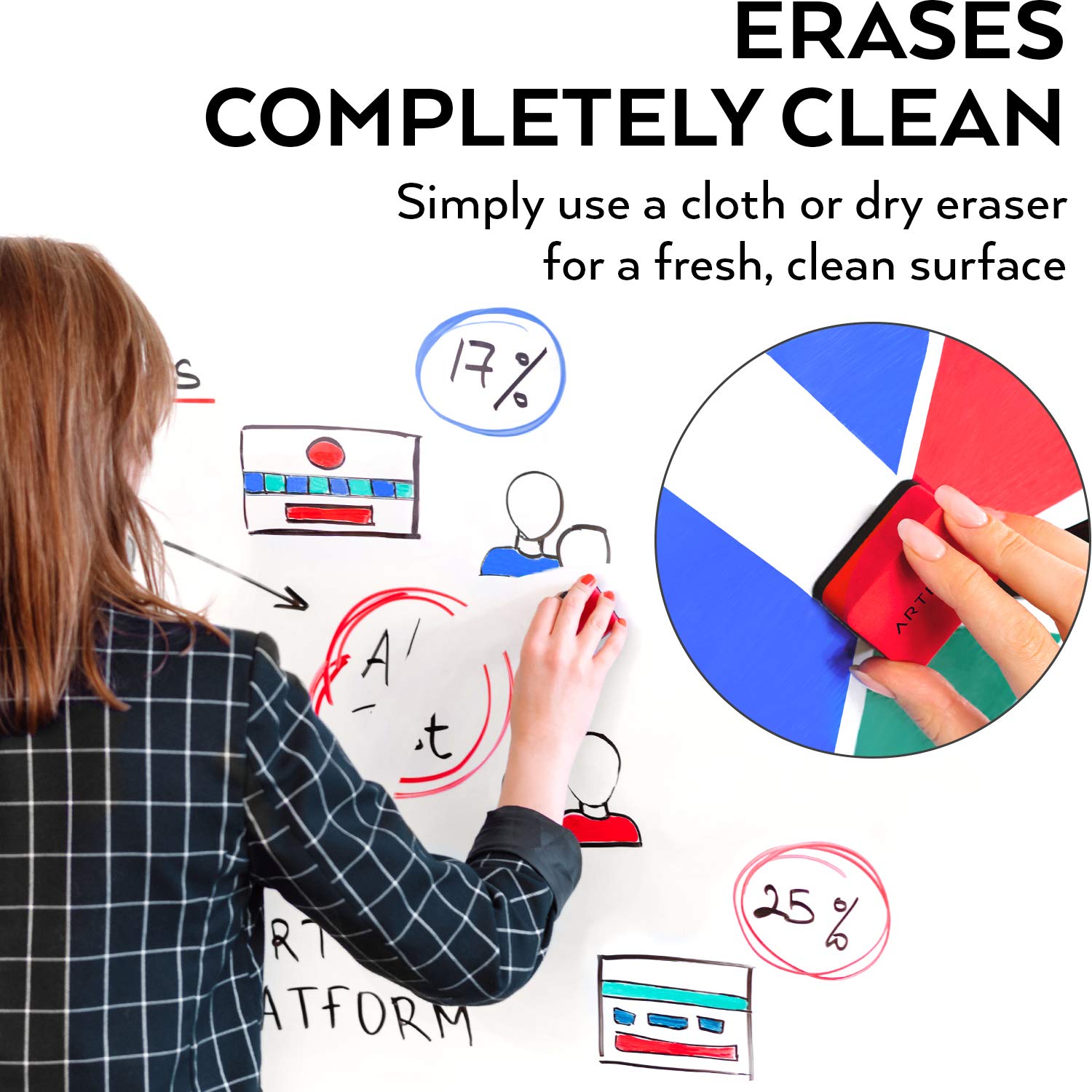 Arteza Dry Erase Markers, Bulk Pack of 52, Chisel Tip, 4 Assorted Colors with Low-Odor Ink, Whiteboard Markers, Back to School Supplies for Classroom, Office, or Home 1 Count (Pack of 52) 6 Arteza Dry Erase Markers, Bulk Pack of 52, Chisel Tip, 4 Assorted Colors with Low-Odor Ink, Whiteboard Markers, Back to School Supplies for Classroom, Office, or Home 1 Count (Pack of 52) - Image 6