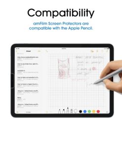 amFilm Screen Protector Compatible with iPad Air 5/Air 4/iPad Pro 11, Ultra Sensitive, Face ID & Apple Pencil Compatible, Tempered Glass, 2 Pack 35 71EgFoqaZQL 1