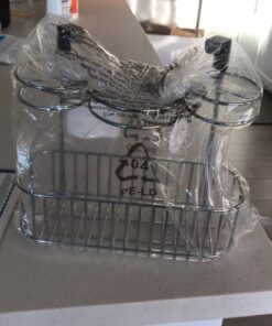 mDesign Steel Over Cabinet Door Hair Care, Hot Styling Tool Organizer Storage Basket for Hair Dryer, Flat Irons, Curling Wands, Straighteners, Space Saving, 3 Sections -Concerto Collection - Chrome 51 71EgJu8wP2L