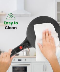 Crepe Maker - Cooks Crepes Bacon, Roti, Tortillas & Pancakes - Nonstick Cooktop - 8-inch Cook Area with On/Off Switch, Automatic Temperature Control & Cool-Touch Handle - Includes Whisk & Spatula 24 71EjHAa5xHL