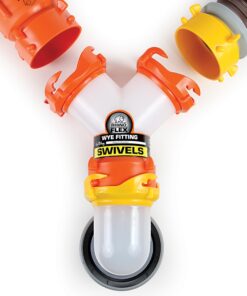 Camco RhinoFLEX Camper/RV Wye Sewer Hose Fitting | Features 360-Degree Swivel Ends & Built-In Gaskets for Odor Tight Connection | Allows for 2 Sewer Hoses to Connect to the Same Dump Station (39812) , Orange Wye Fitting 18 71EkA8GYiKL