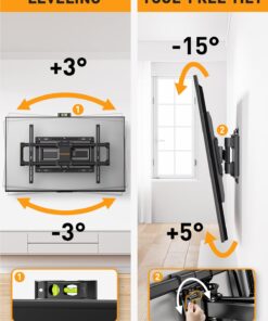 Perlegear UL Listed Full Motion TV Wall Mount for Most 37–82 inch Flat Curved TVs up to 110 lbs, 12″/16″ Wood Studs, Bracket with Articulating Arms, Swivel, Tool-Free Tilt, Max VESA 600x400mm 20 71EkLPCmznL