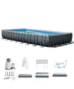 INTEX 26377EH Ultra XTR Deluxe Rectangular Above Ground Swimming Pool Set: 32ft x 16ft x 52in – Includes 2650 GPH Sand Filter Pump – Saltwater System – SuperTough Puncture Resistant – Rust Resistant with Sand Filter Pump & Saltwater System 24 71EnZz5k1WL 2