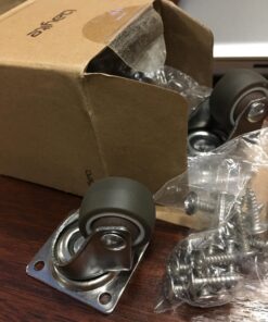 bayite 4 Pack 1" Low Profile Casters Wheels Soft Rubber Swivel Caster with 360 Degree Top Plate 100 lb Total Capacity for Set of 4 (2 with Brakes & 2 Without) 55 71Enfq qFFL