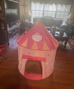 5-Piece Princess Castle Girls Pop Up Play Tent & Dress Up Costume Bundle - Playhouse Gift for Girls & Toddler for Indoor & Outdoor Use with Pink Fairy Tale Carrying Bag & Glow in The Dark Stars 30 71Enu6ObibL