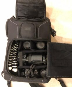 USA Gear DSLR Camera Backpack Case - 15.6 inch Laptop Compartment, Padded Custom Dividers, Tripod Holder, Rain Cover, Long-Lasting Durability and Storage Pockets - Compatible with Many DSLRs (Black) Black 48 71Eo kszq9L