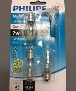 Philips C7 Clear Night Light: 7-Watt, E12 Candelabra Base Light Bulb, Soft White, 4-Pack, 415463 4 Count (Pack of 1) 13 71EoQdVQxeL