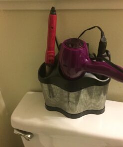 Polder Style Station, Organization for Styling Tools: Hair Dryers,Curling Irons, Straighteners, Brushes, Hang Over Towel Rack, Store Undersink or in Drawer, Black and Silver 51 71EoZxZ0EzL