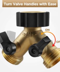 Alternative view of IPOW Solid Brass Body Backyard 2 Way Y Valve Garden Hose Connector Splitter Adapter + 6 Rubber Hose Washers with Comfort Grip Use 1 Pack Yellow + Black