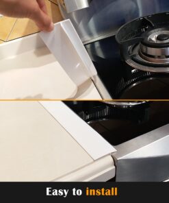 Silicone Stove Counter Gap Cover by Kindga, 21" Easy Clean Gap Filler Sealing Spills Between Kitchen Counter, Appliances,Stovetop, Oven, Washing Machine, Washer, Dryer Set of 2 (White) 21" White 17 71EpXMXlumL